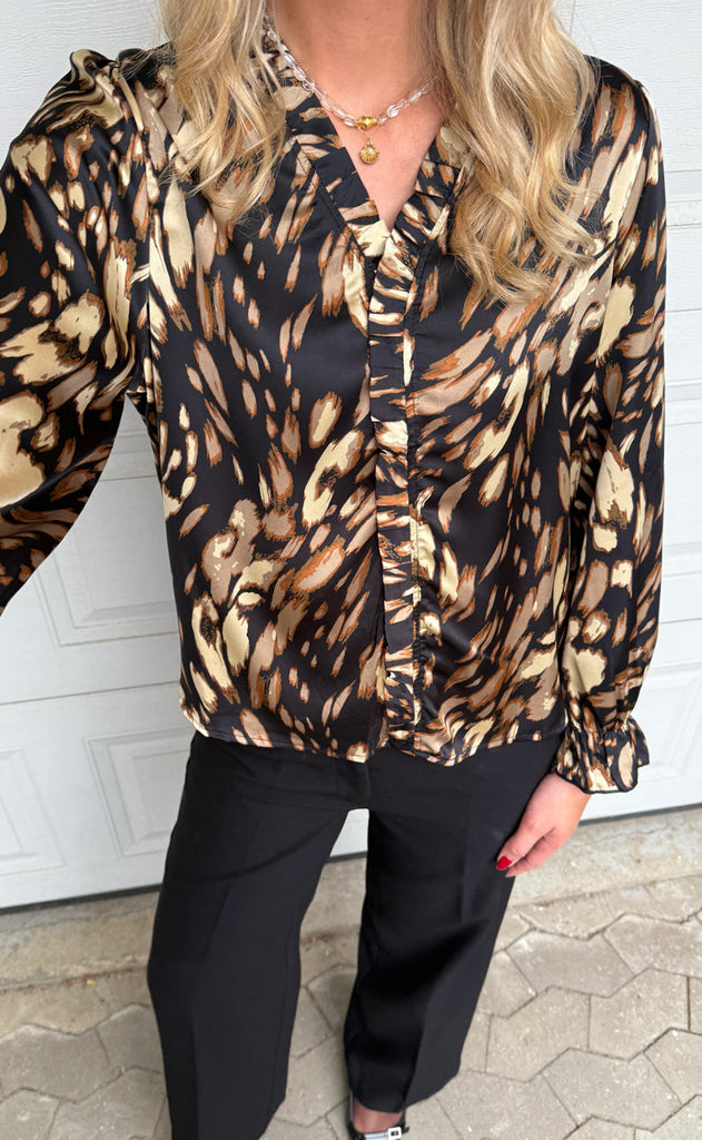 Say INA Copenhagen Bluse - Catja - Black/Brown Print