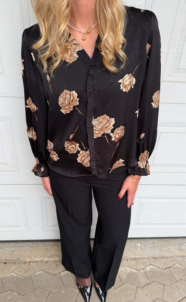 Say INA Copenhagen Bluse - Catja - Black W. Roses