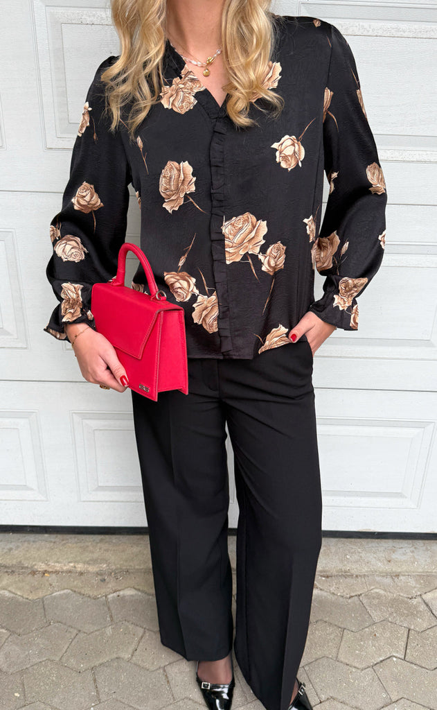 Say INA Copenhagen Bluse - Catja - Black W. Roses