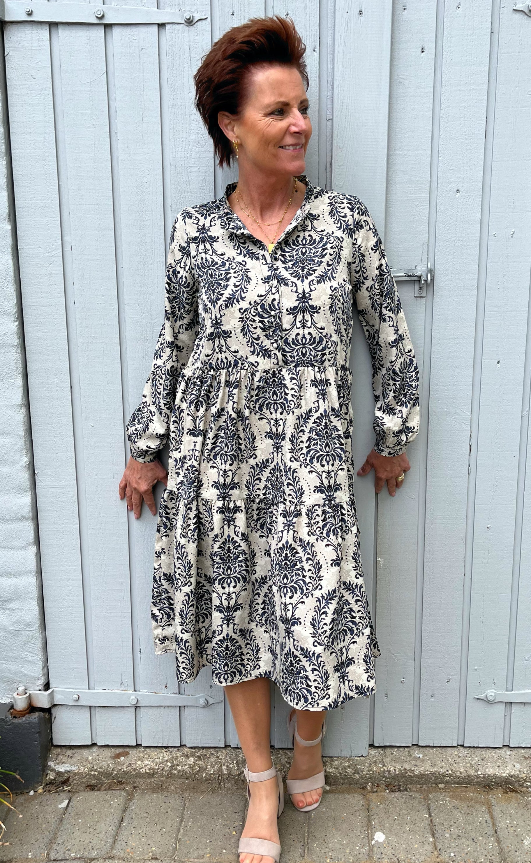 INA Copenhagen Kjole - Maiken - Creme / Blue Paisley