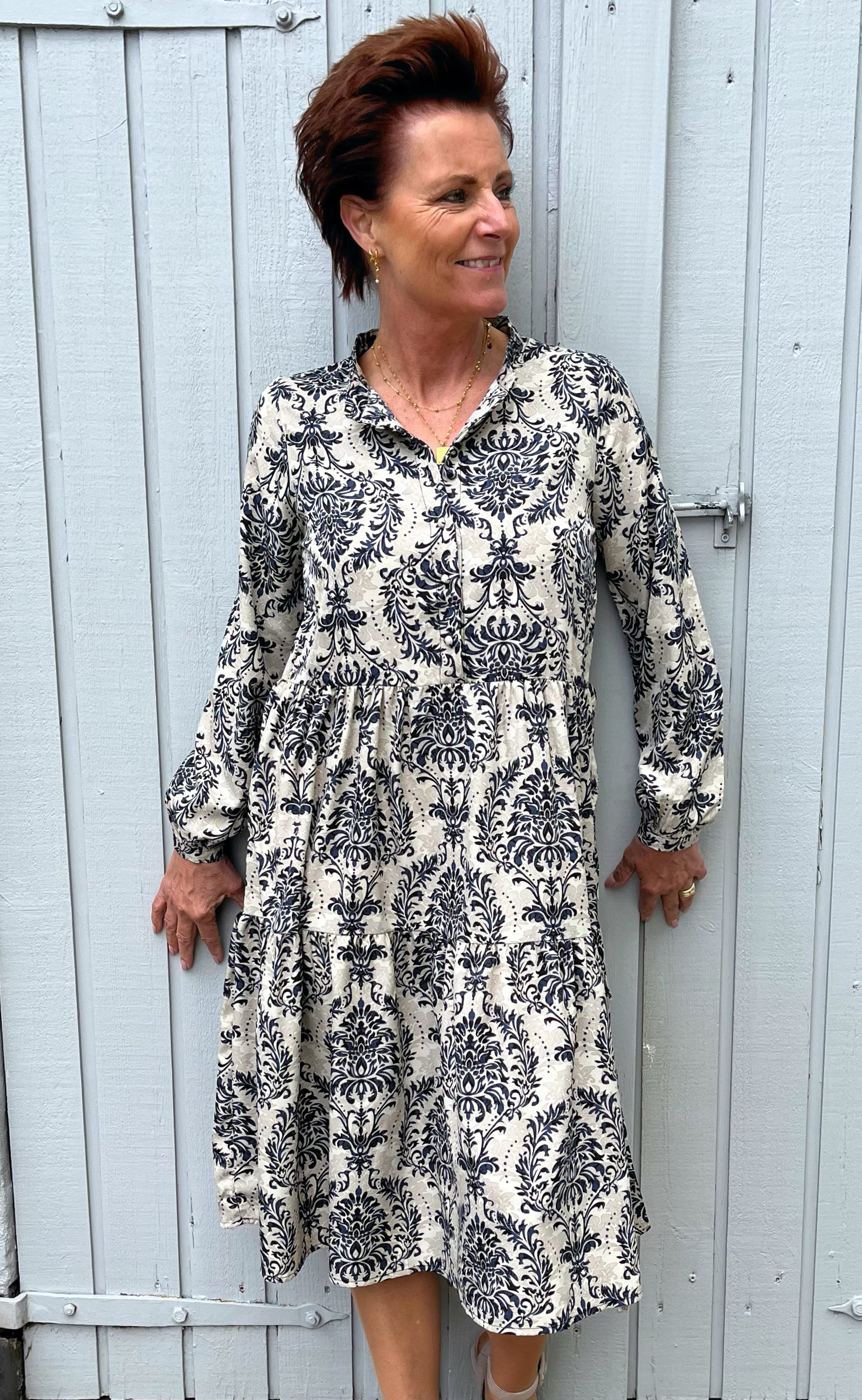 INA Copenhagen Kjole - Maiken - Creme / Blue Paisley