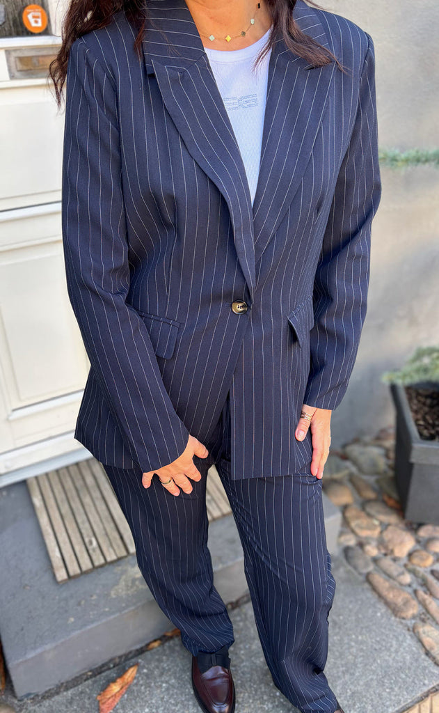 Say INA Copenhagen Blazer - Liva - Navy Blue Pinstripe