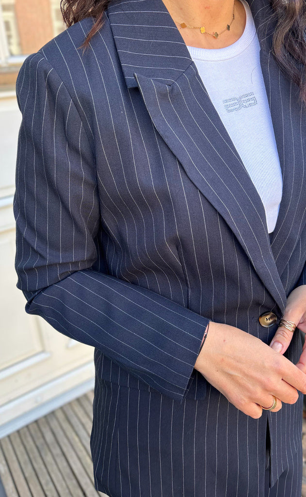 Say INA Copenhagen Blazer - Liva - Navy Blue Pinstripe