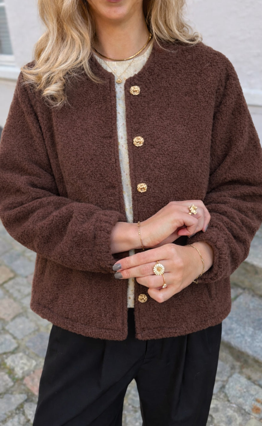 Say INA Copenhagen Fleece Jakke - Gloria - Dark Brown