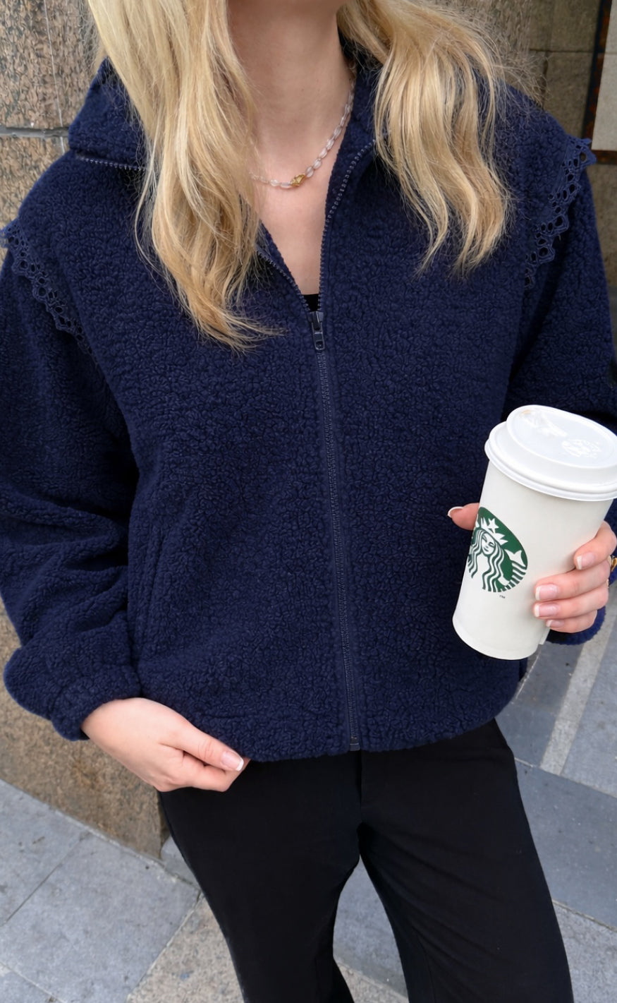 Say INA Copenhagen Fleece Jakke - Fia - Navy Blue