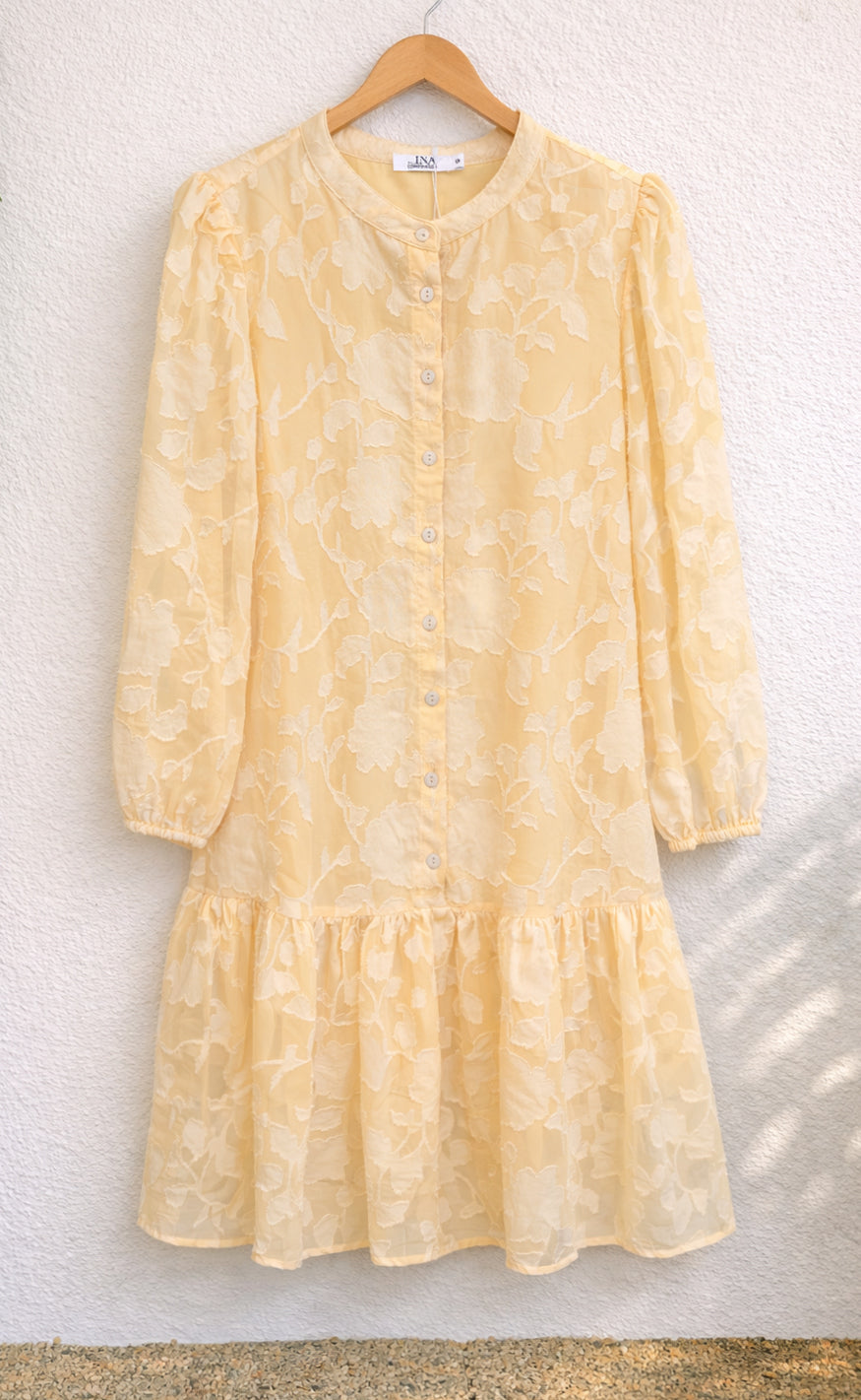 Say INA Copenhagen Kjole - Luna - Light Yellow Flower