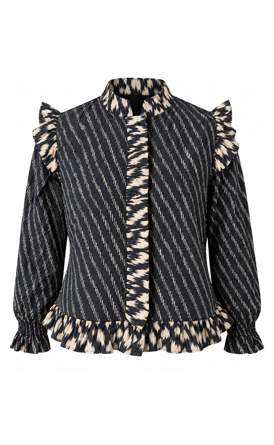 Say INA Copenhagen Bluse - Cassie - Black w. Beige Print