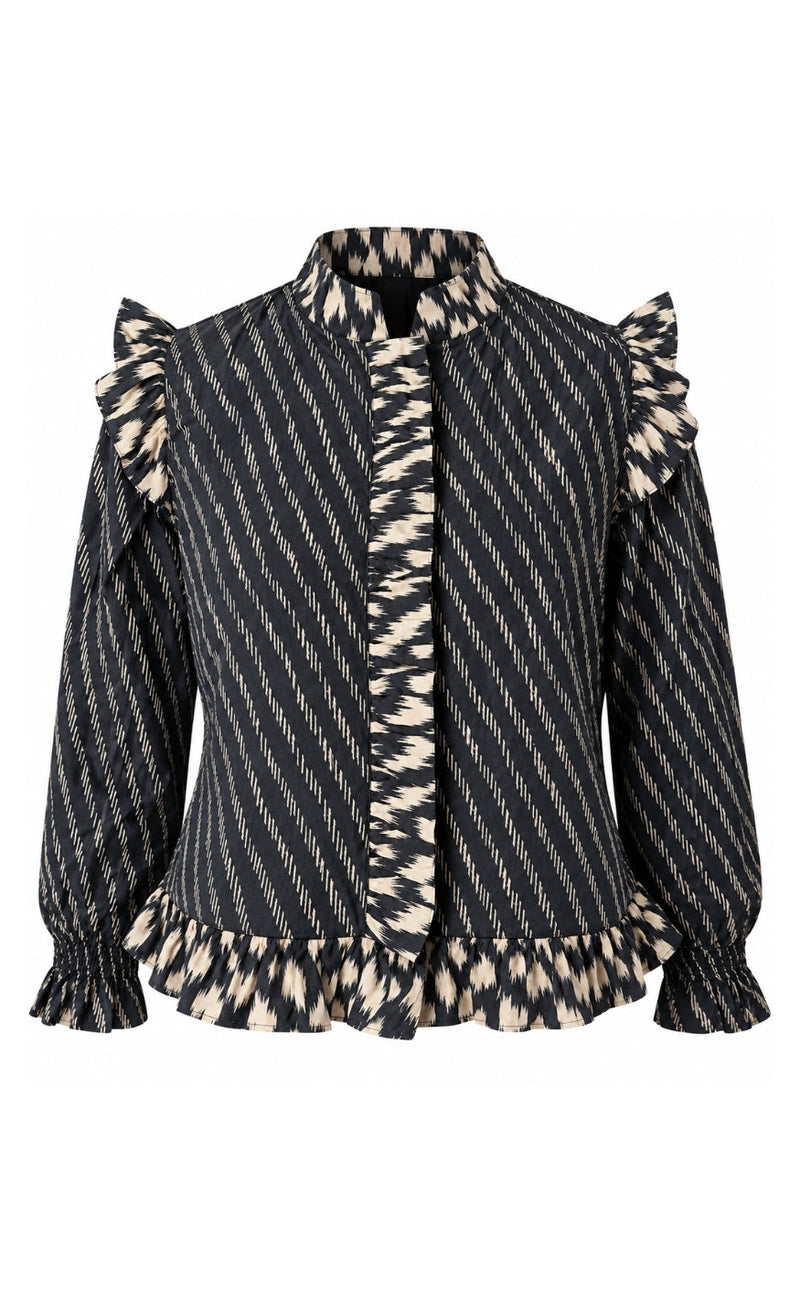 Say INA Copenhagen Bluse - Cassie - Black w. Beige Print