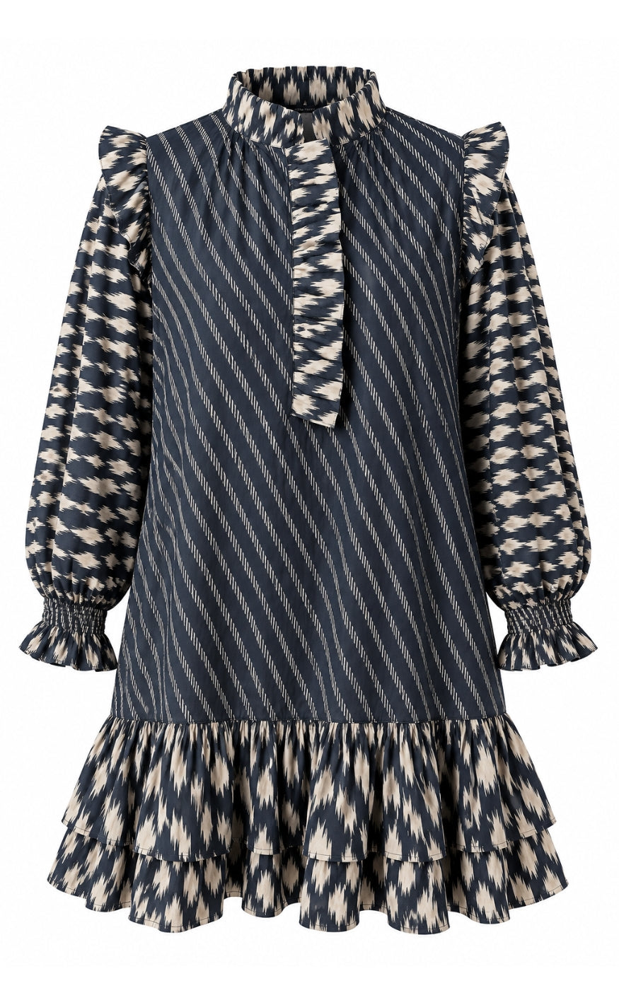 Say INA Copenhagen Kjole - Cassie - Black w. Beige Print