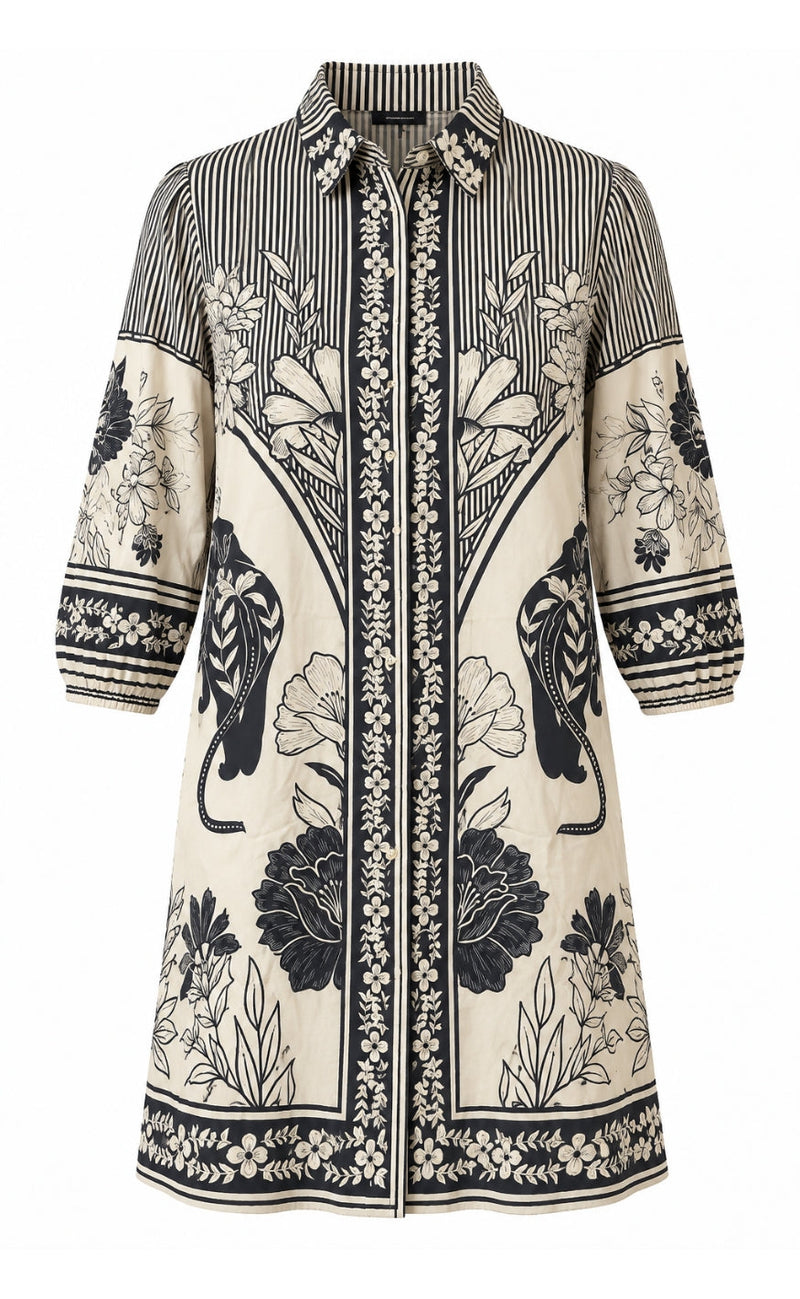 Say INA Copenhagen Kjole - Farah - Black / Cream Flower Print