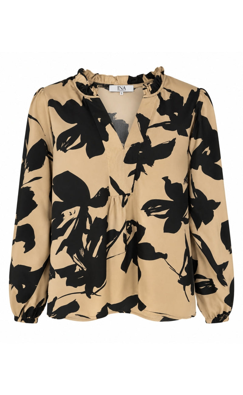 Say INA Copenhagen Bluse - Winnie New - Camel / Black Flower