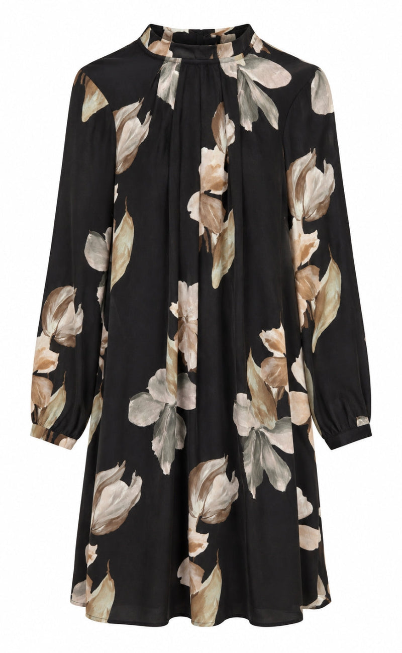 Say INA Copenhagen Kjole - Hazel - Black W. Flowers