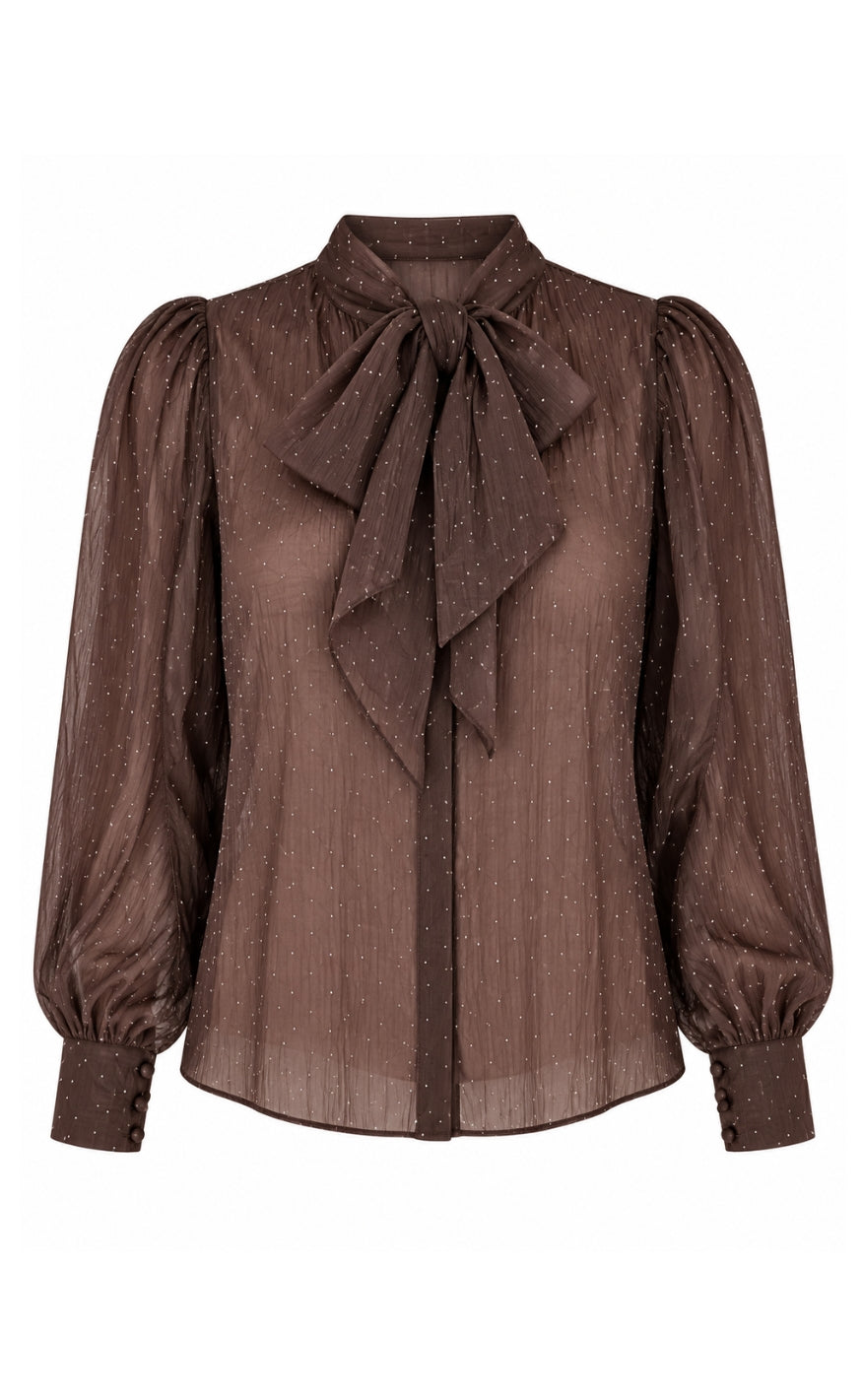 Say INA Copenhagen Skjorte - Nanna - Dark Brown W. Glitter Stones