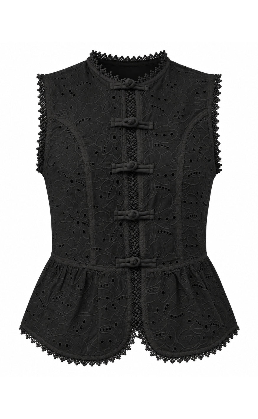 Say INA Copenhagen Topp - Ginni - Black Broderi Anglaise