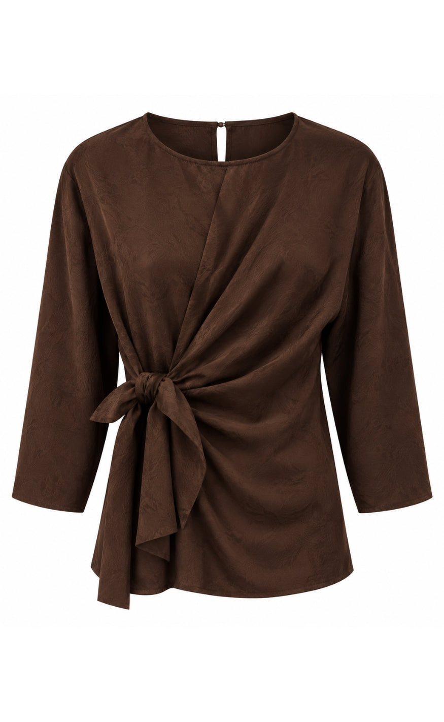 Say INA Copenhagen Bluse - Alina Tie - Dark Brown