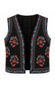 Say INA Copenhagen Vest - Abella - Black w. Colourful Flower Embroidey