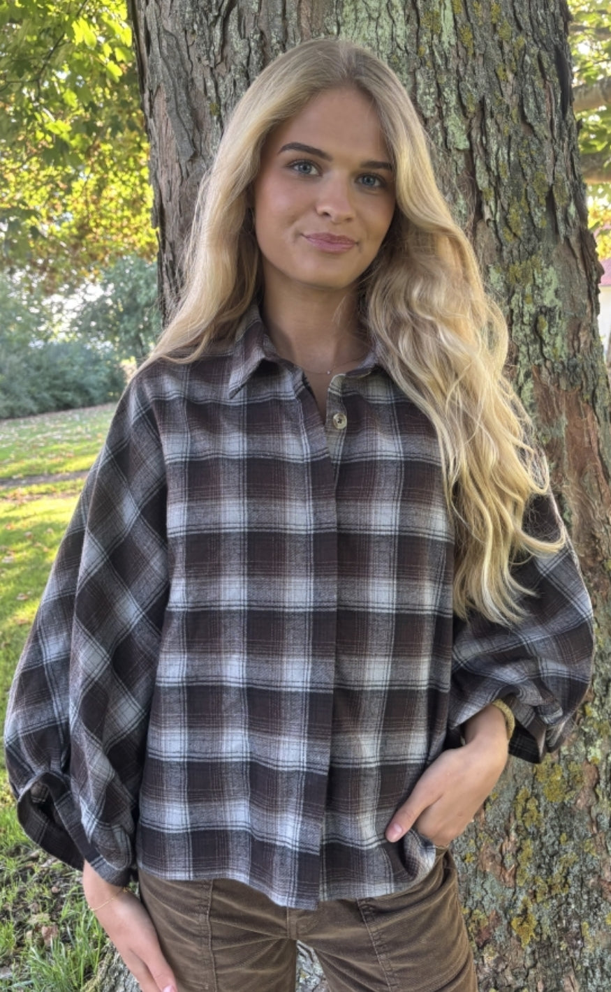 Continue Bluse - Lea - Brown Check