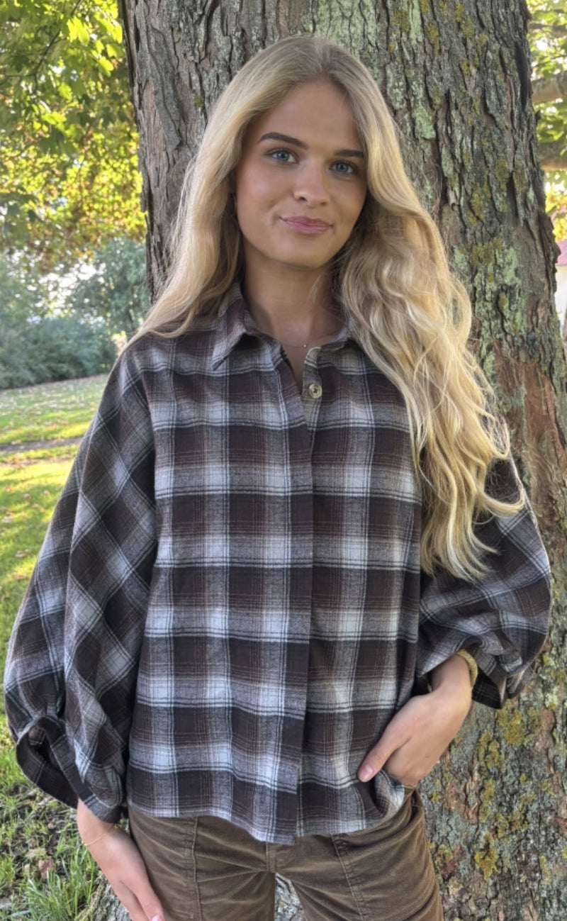 Continue Bluse - Lea - Brown Check
