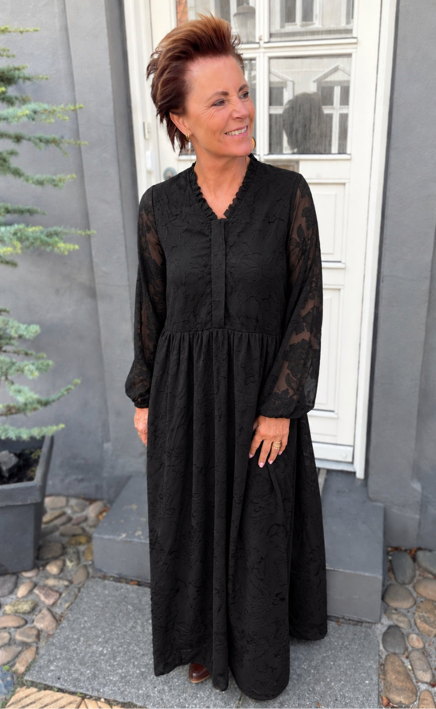 Say INA Copenhagen Kjole - Luna Long - Black Flower