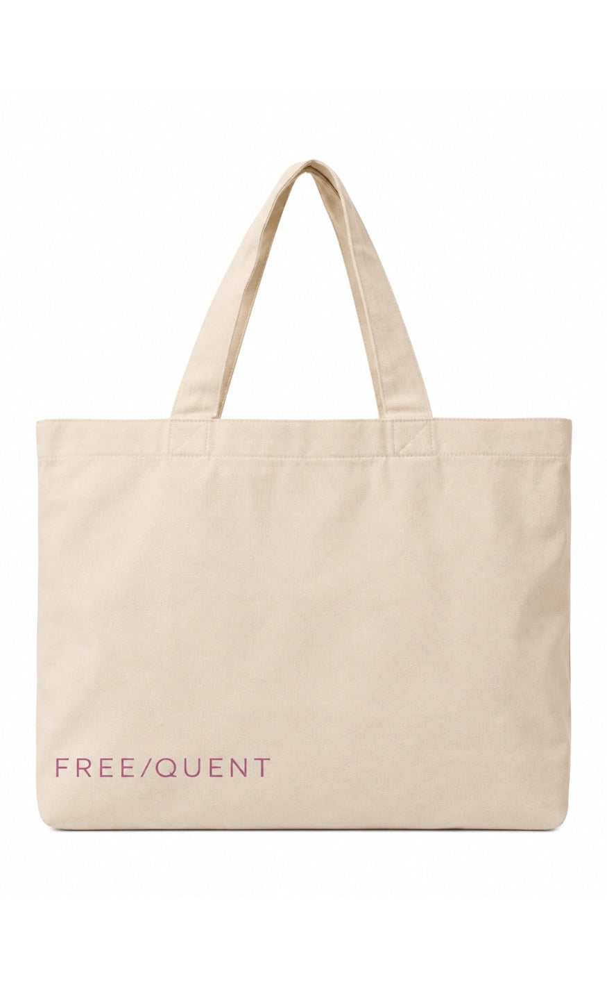 Freequet Veske - Canvas - Beige w. Fuchsia Pink