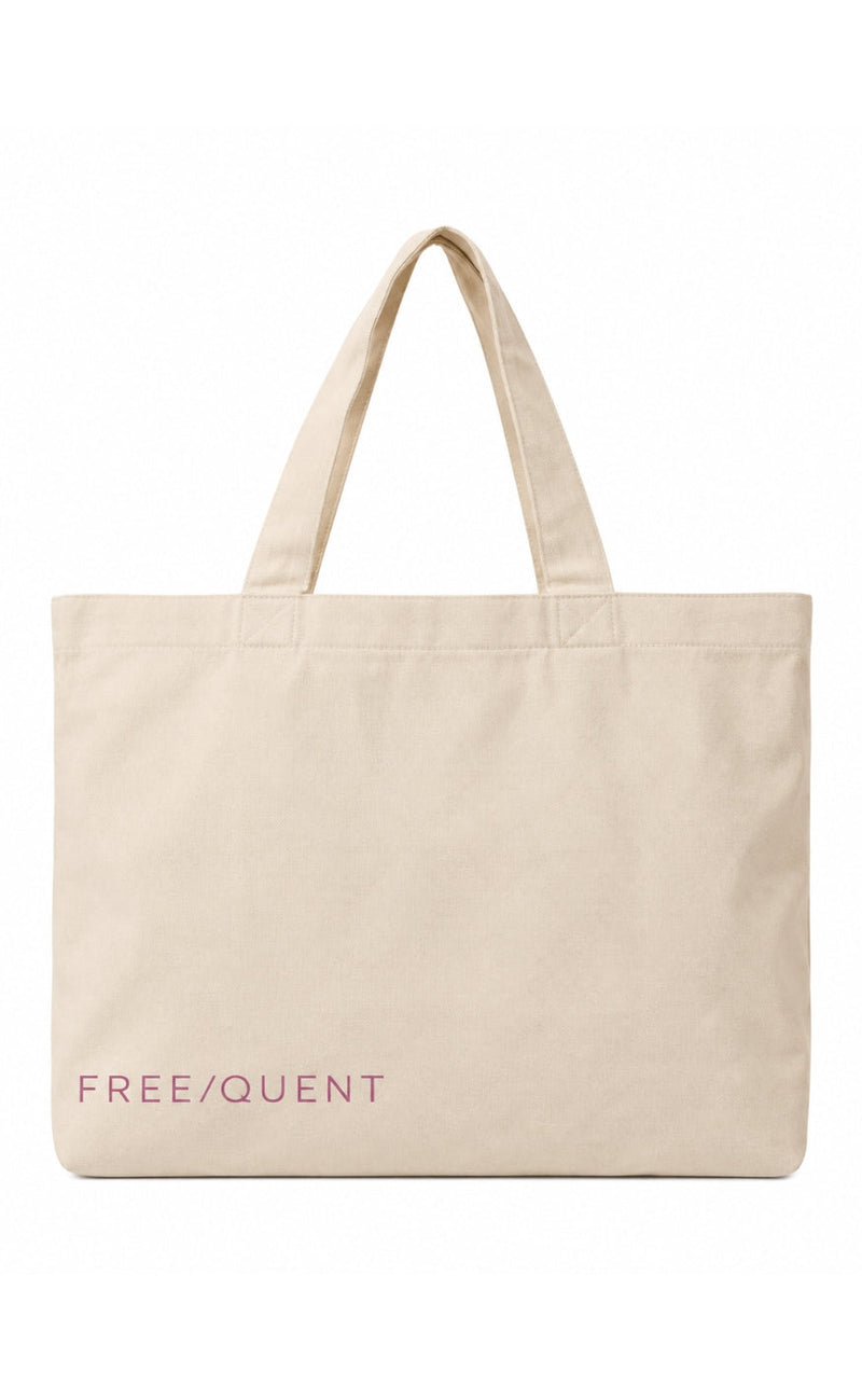 Freequet Veske - Canvas - Beige w. Fuchsia Pink