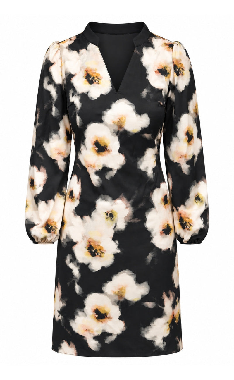 Say INA Copenhagen Kjole - Emily - Black W. White Flowers