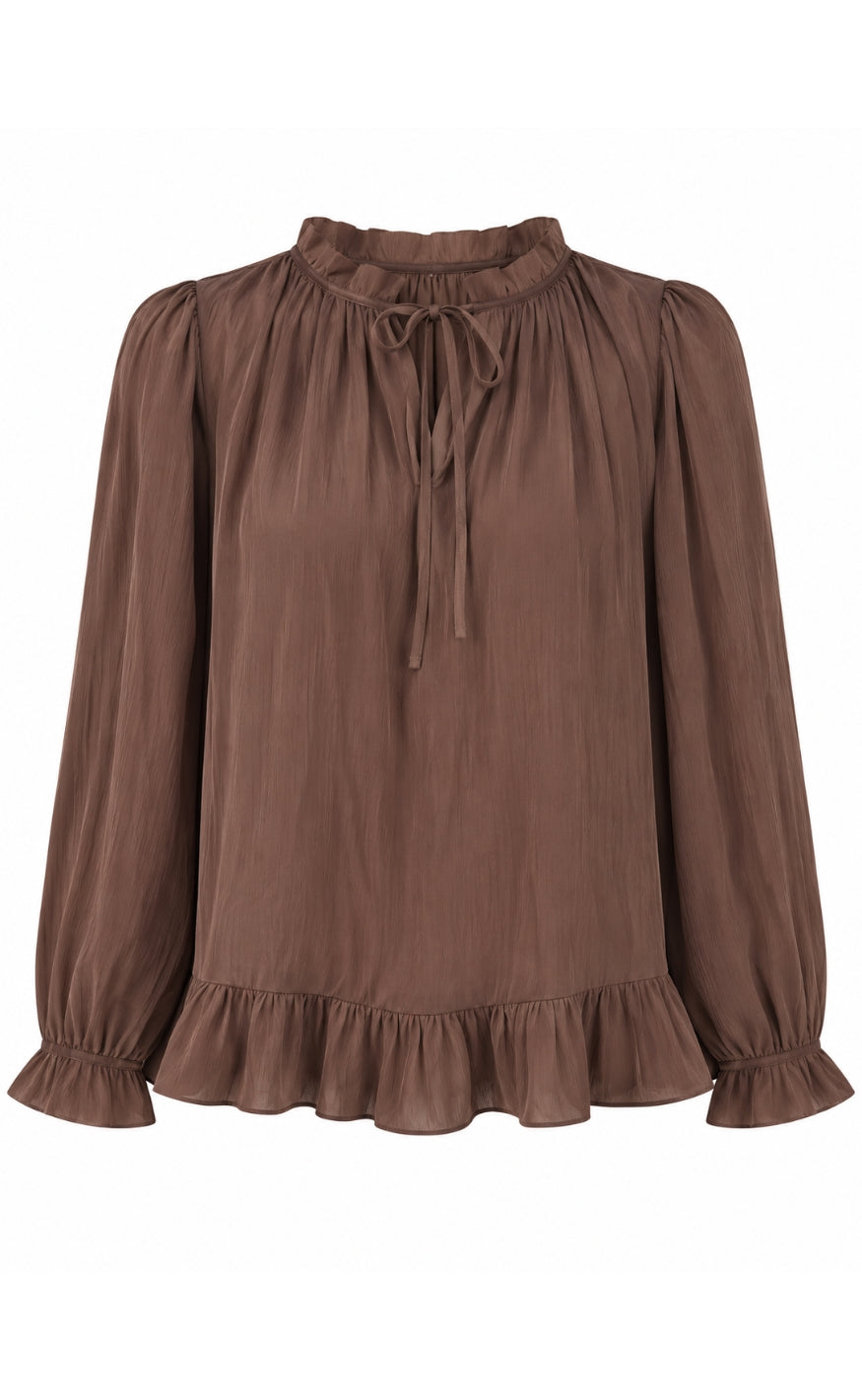Say INA Copenhagen Bluse - Freja - Shiny Dark Brown