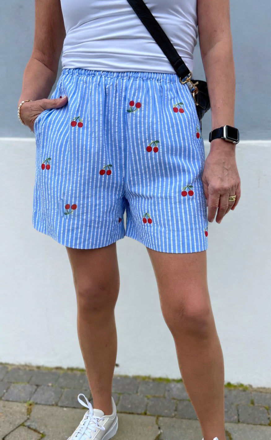 Say INA Copenhagen Shorts - Liv - Blue Striped W. Cherries