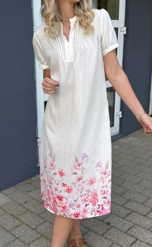 Say INA Copenhagen Kjole - Nina - Off White W. Pink Flowers
