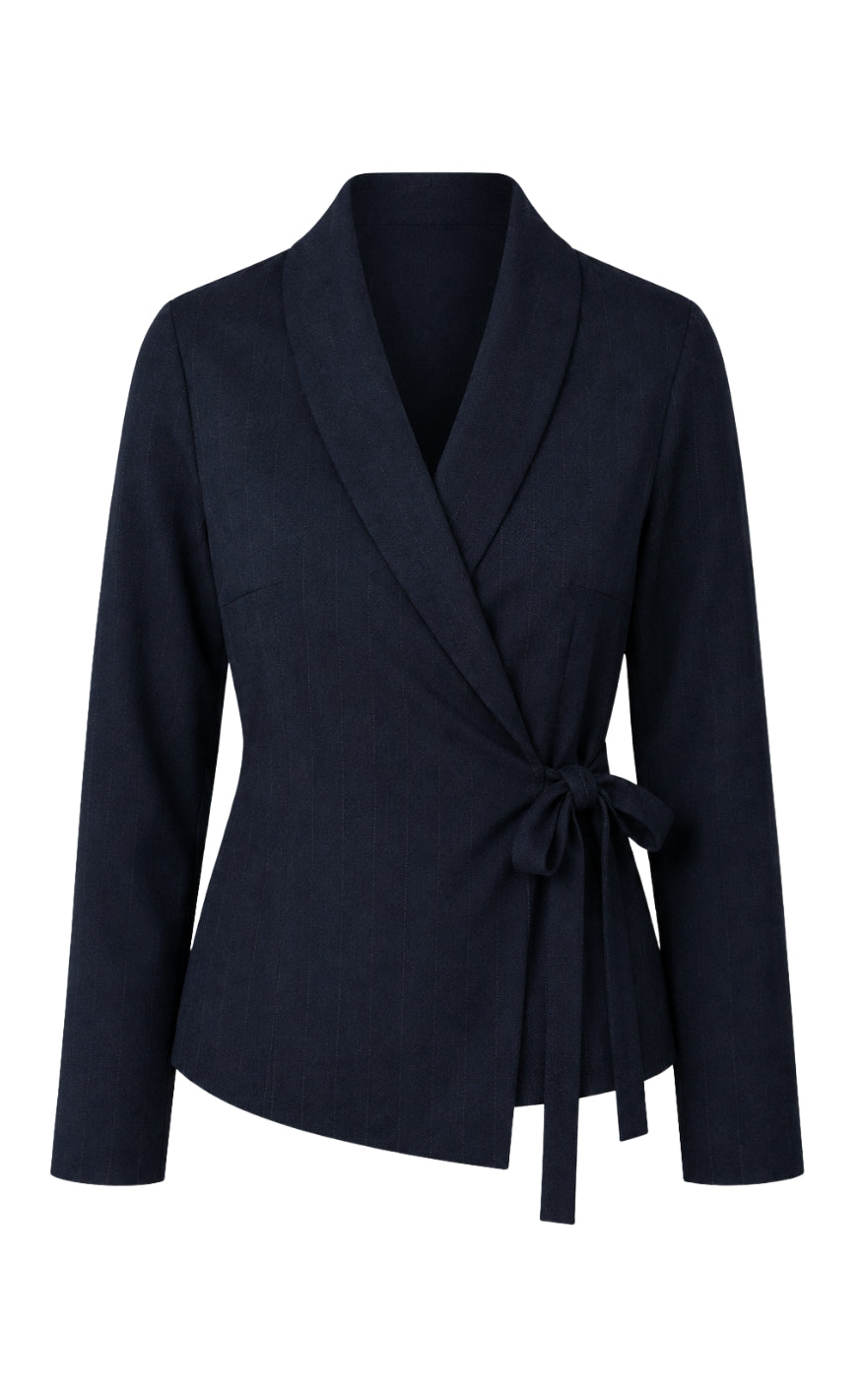 Say INA Copenhagen Bluse - Kaja Wrap - Navy Blue W. Glitter Stripes