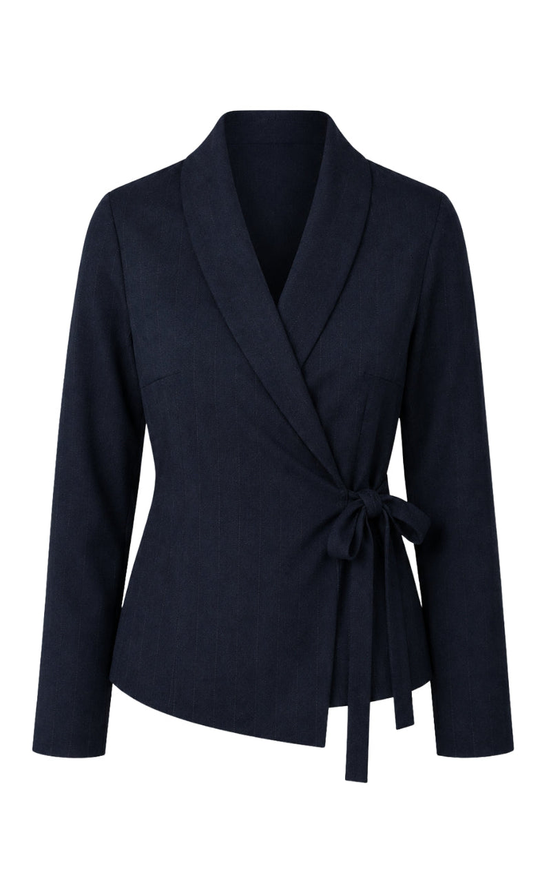 Say INA Copenhagen Bluse - Kaja Wrap - Navy Blue W. Glitter Stripes
