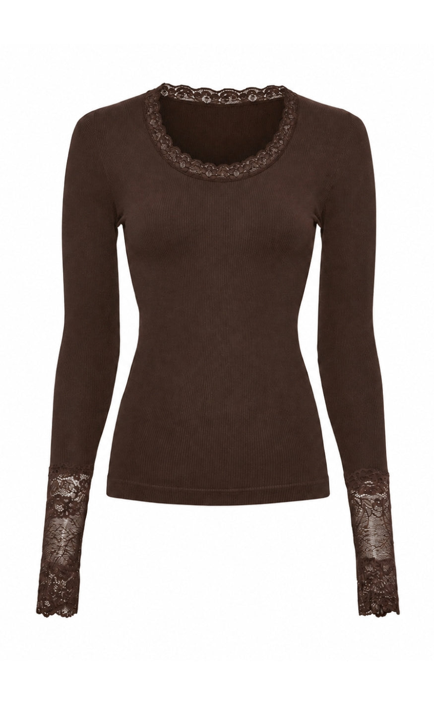 Tim & Simonsen Bluse - Frida Lace - Cioccolato
