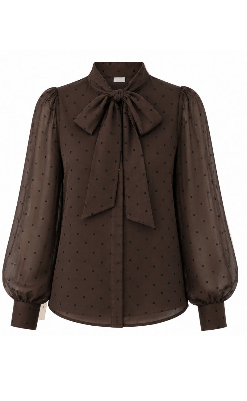 Say INA Copenhagen Skjorte - Nanna - Dark Brown w. Black Dots