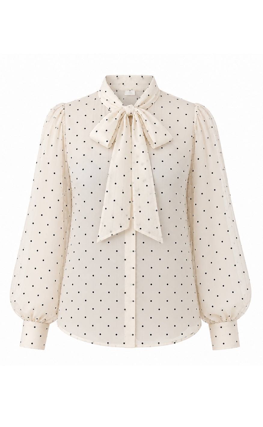 Say INA Copenhagen Skjorte - Nanna - Beige w. Black Dots
