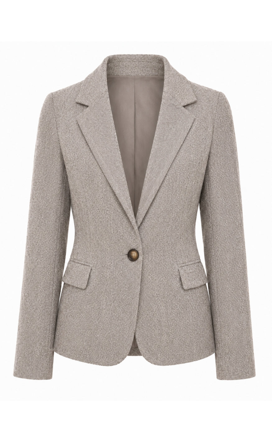Say INA Copenhagen Blazer - Agnes Tweed - Light Brown Checkered