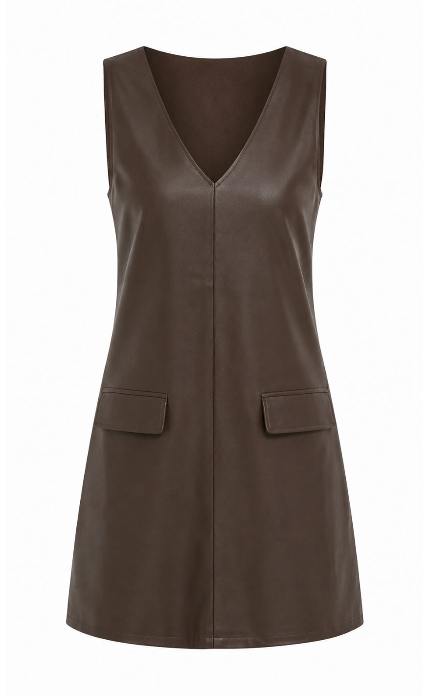 Say INA Copenhagen Kjole - Jessi Spencer - Dark Brown PU Leather