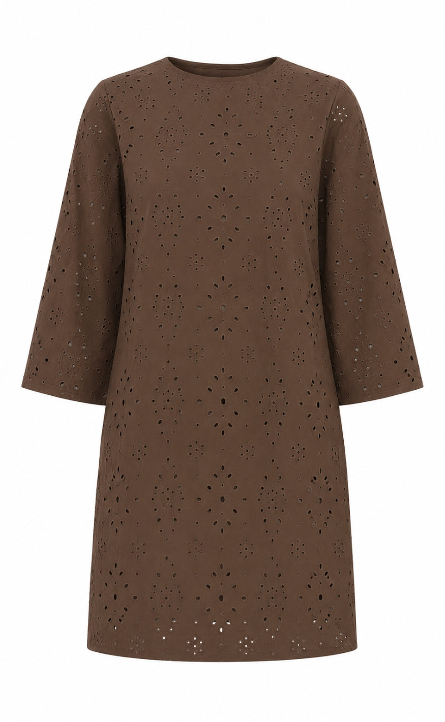 Say INA Copenhagen Kjole - Blake - Brown w. Embroidery
