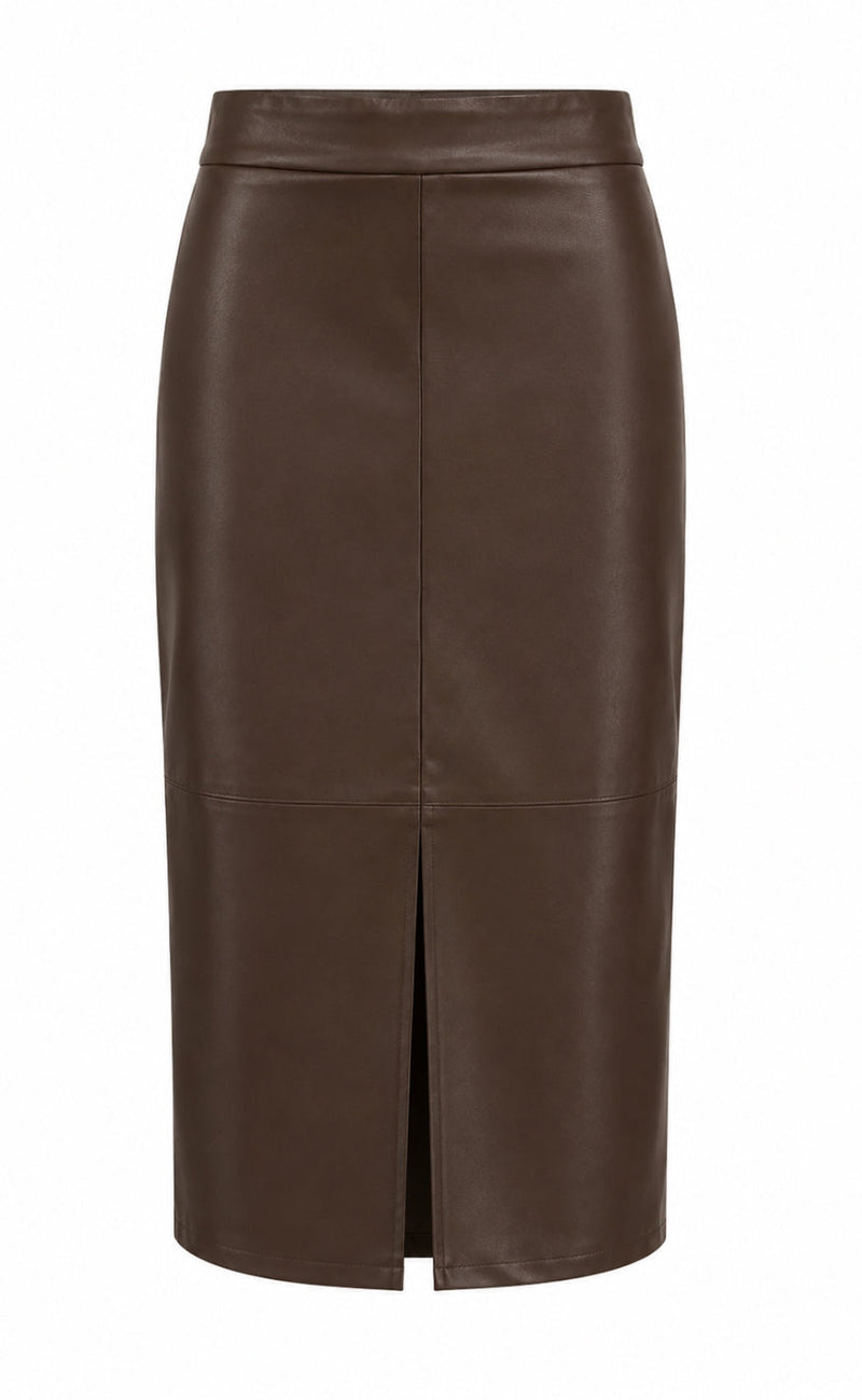 Say INA Copenhagen Skjørt - Simma Long - Dark Brown PU Leather
