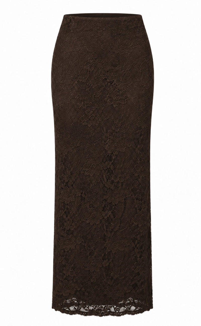 Say INA Copenhagen Skjørt - Linda Long - Dark Brown Lace