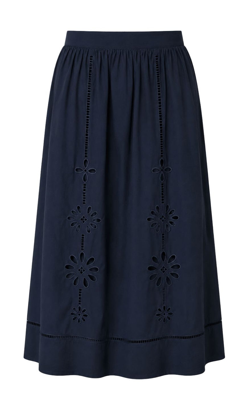 Say INA Copenhagen Skjørt - Johanna Embroidery - Navy Blue