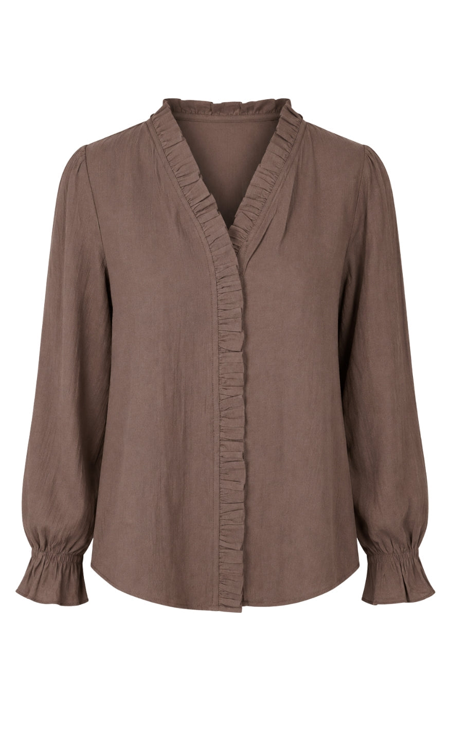 Say INA Copenhagen Bluse - Catja Button - Brown Viscose