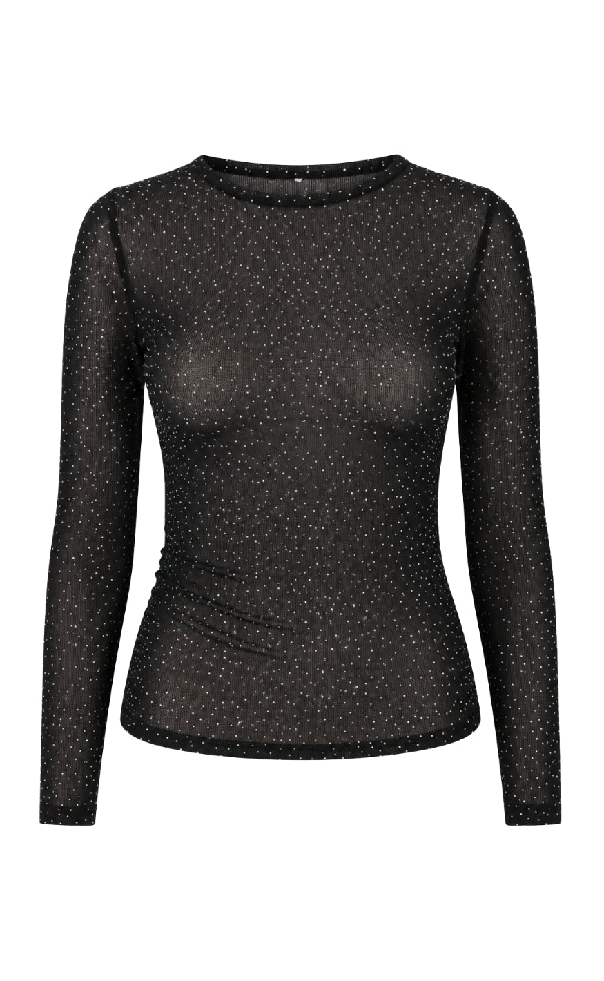 Say INA Copenhagen Bluse - Sophia Mesh - Black W. Glitter Stones