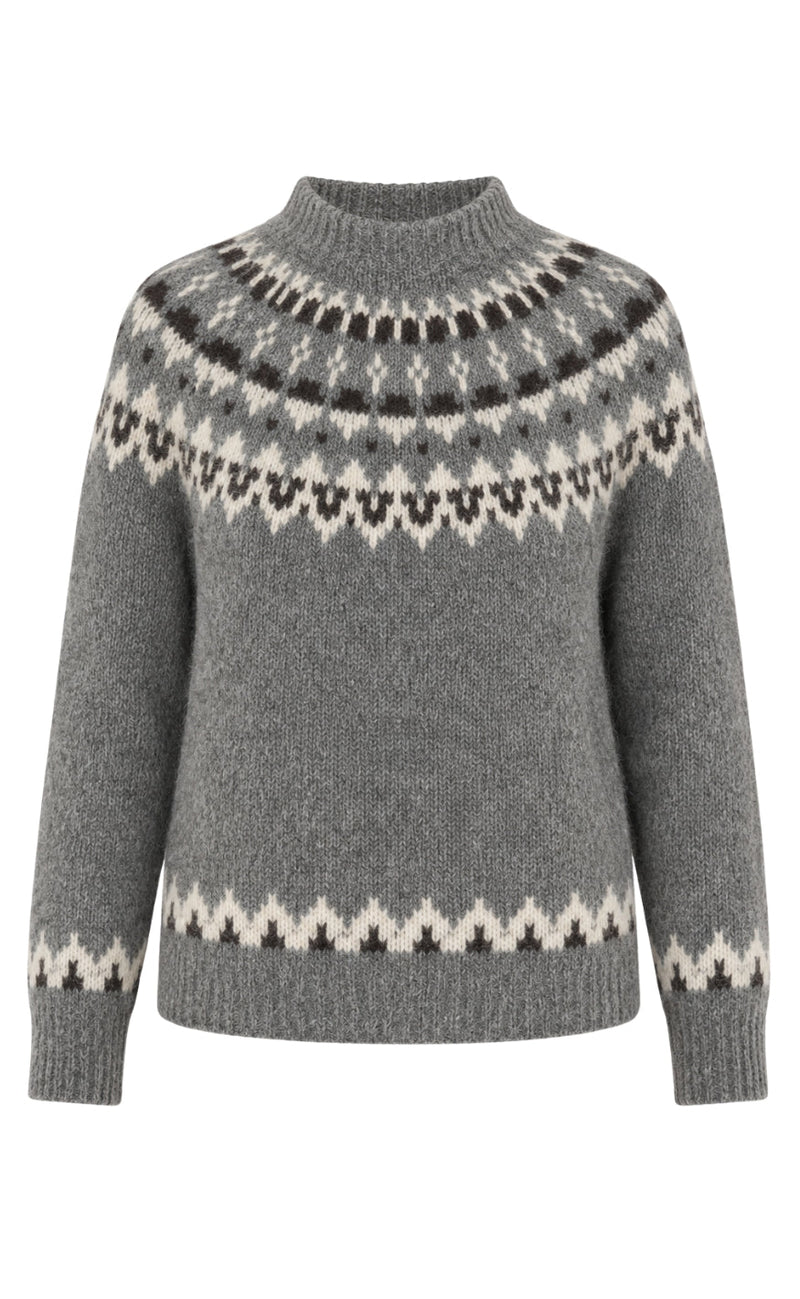 Say INA Copenhagen Genser - Winka - Grey/Cream Pattern