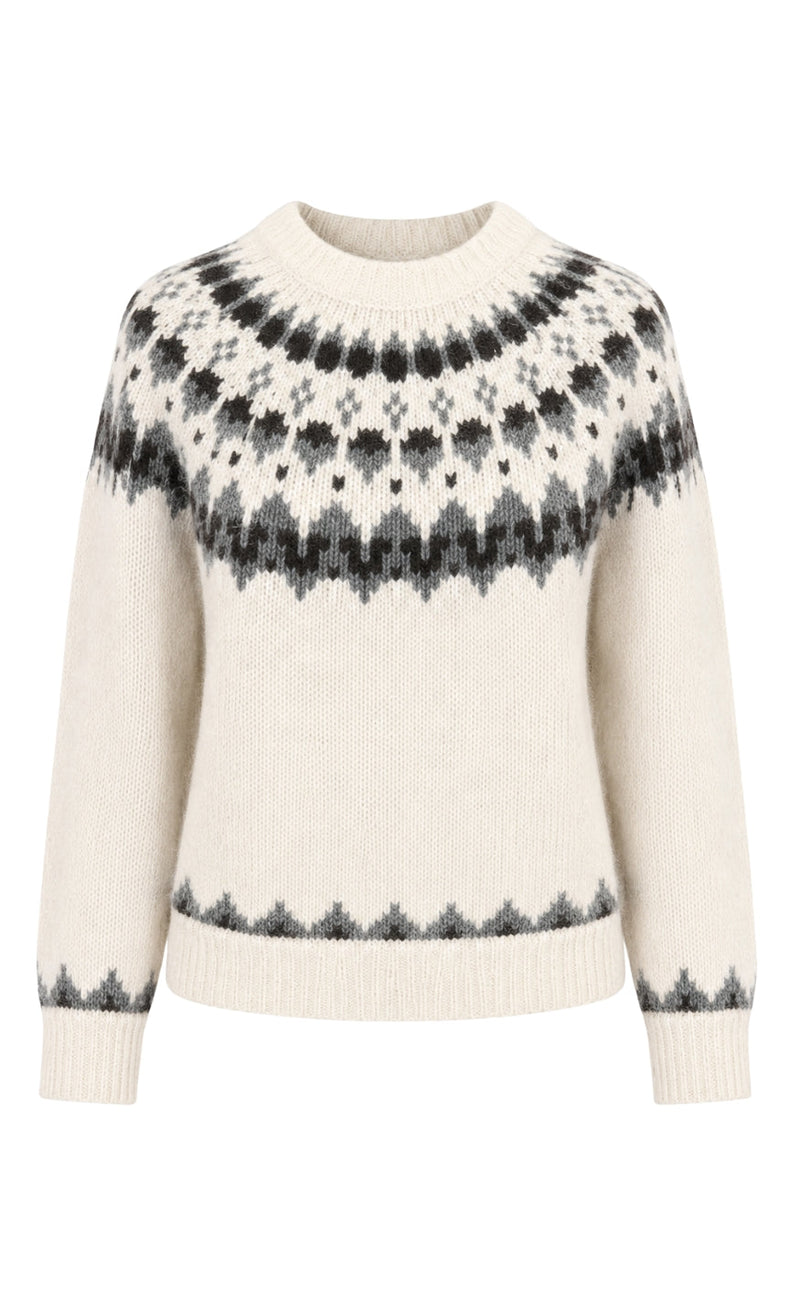 Say INA Copenhagen Genser - Winka - Cream/Grey Pattern