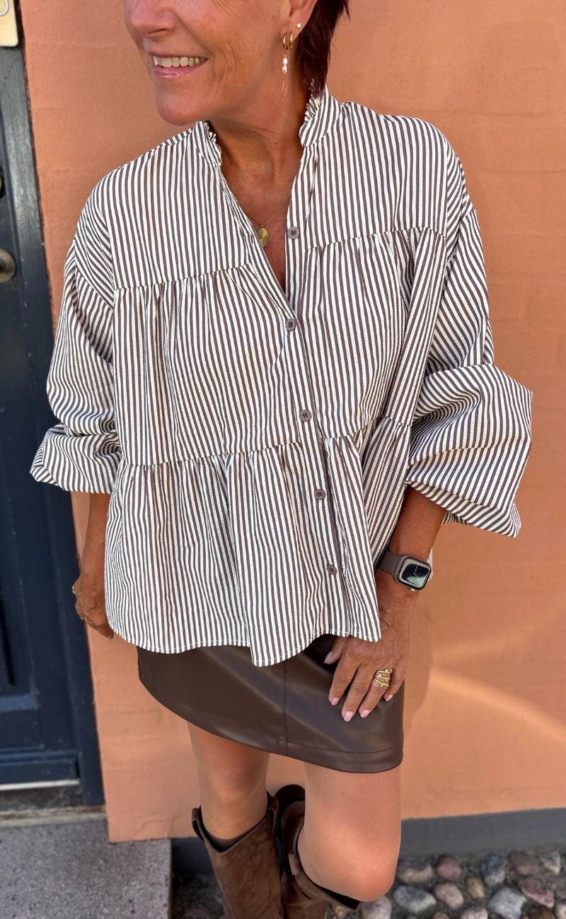 Say INA Copenhagen SKjorte - Channie - Brown / White Striped