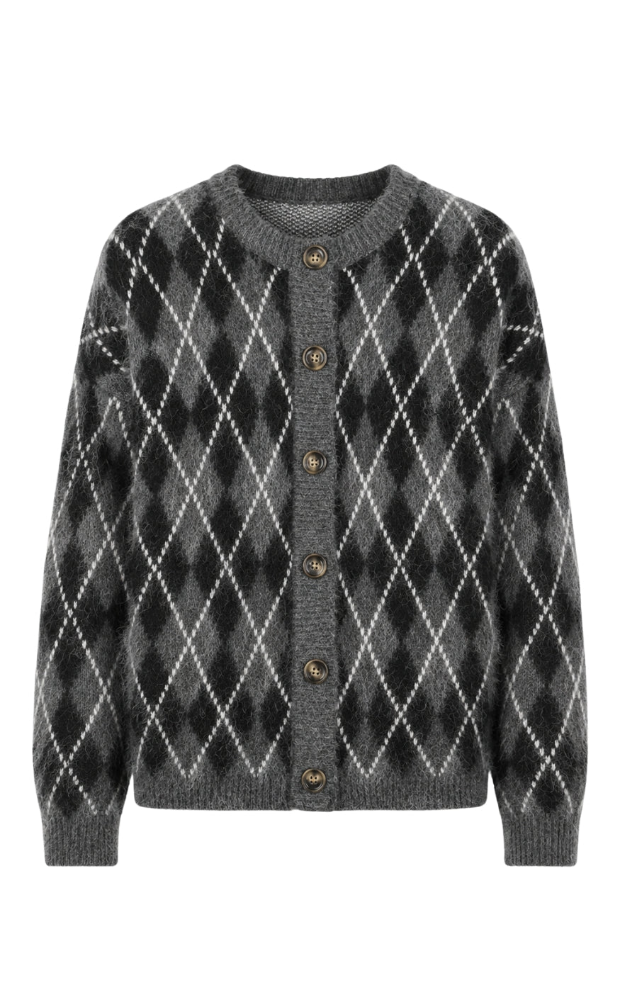 Say INA Copenhagen Cardigan - Edeline - Dark Grey / Black Harlekin