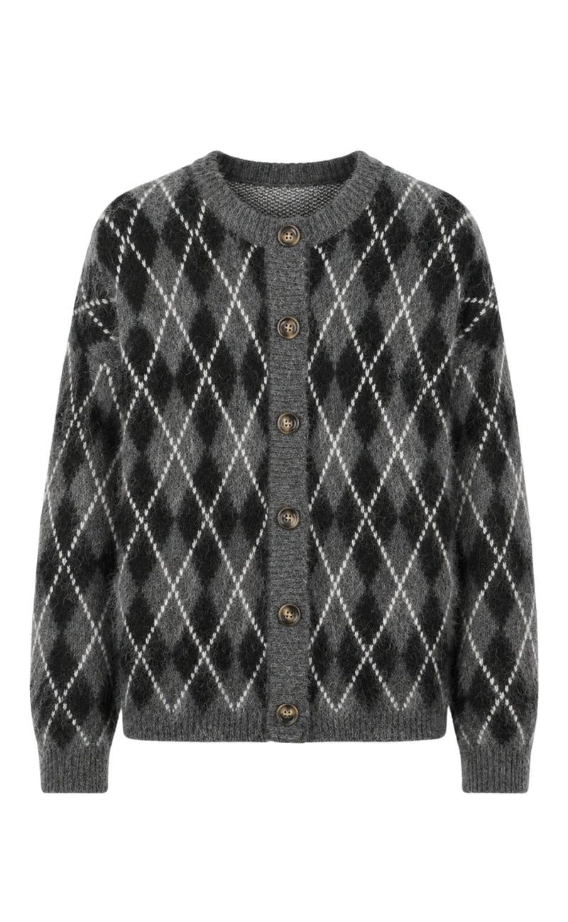 Say INA Copenhagen Cardigan - Edeline - Dark Grey / Black Harlekin