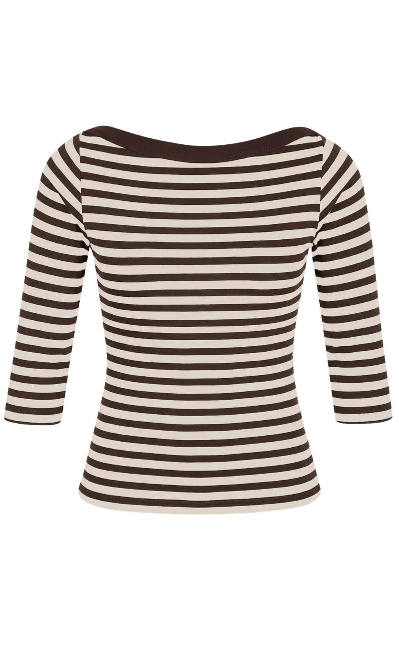 Noisy May Bluse - Stormi Boatneck - Hot Fudge/Birch