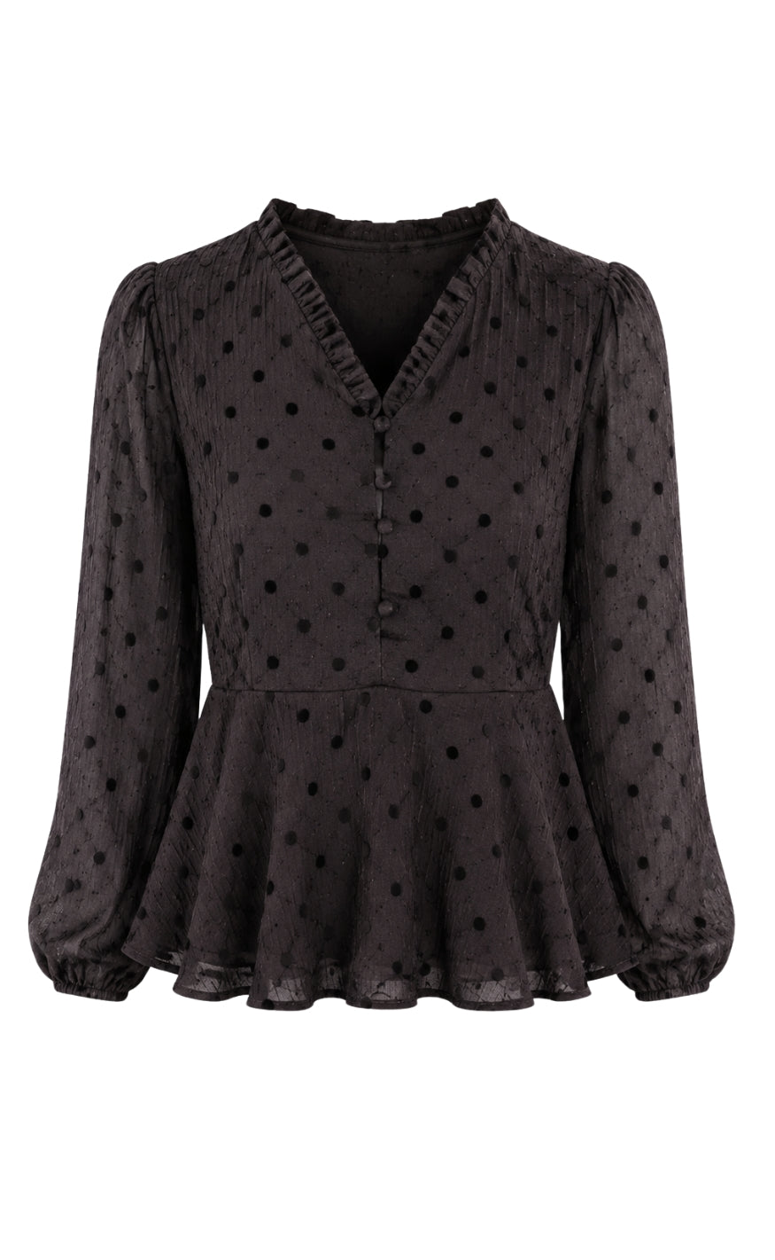 Say INA Copenhagen Bluse - Annabell - Black W. Black Dots