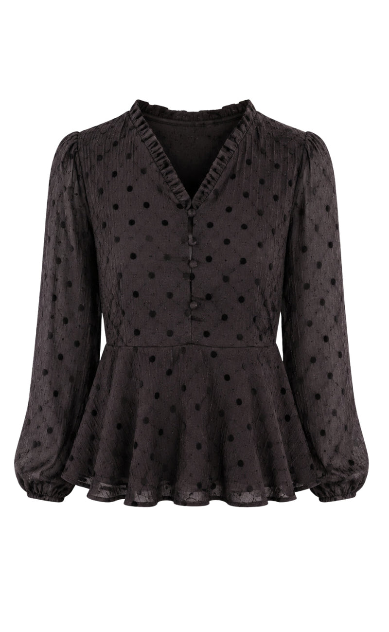 Say INA Copenhagen Bluse - Annabell - Black W. Black Dots